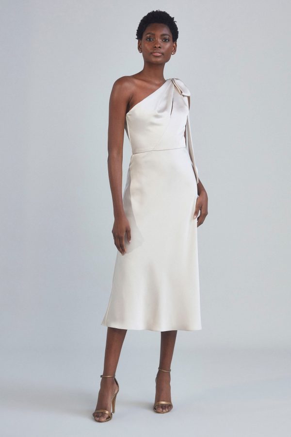 P393S - One-Shoulder Bow Dress - Marigold Sale - Image 2