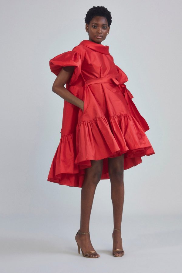 P388T - Taffeta Trapeze Dress - Navy For Sale - Image 2