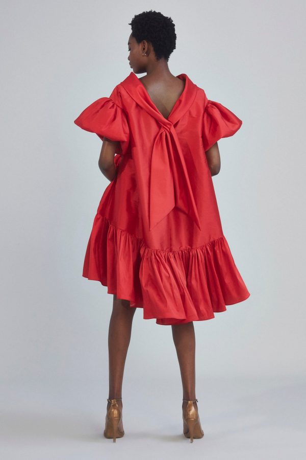 P388T - Taffeta Trapeze Dress - Navy For Sale - Image 3
