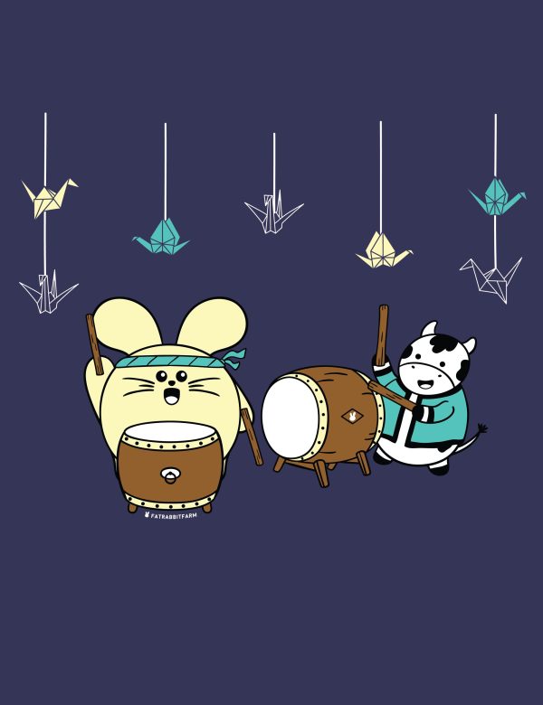 Taiko with 1000 Cranes Men’s T-shirt Discount - Image 3