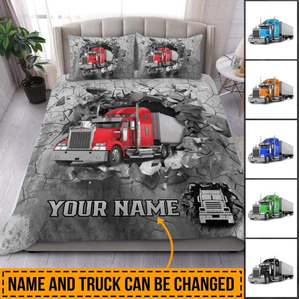 Trucker Breaking Wall Personalized Bedding Set, Personalized Gift for Truckers - BD063PS08 Online Sale